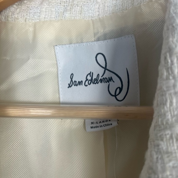 Sam Edelman Cheryl Open Front Crop Blazer in arctic wolf cream gold size XL - Picture 4 of 10
